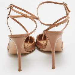 Gianvito Rossi Beige Patent Leather Ankle Strap Pumps Size 39.5