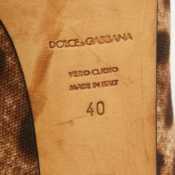 Pre Owned Dolce & Gabbana Black/Brown Patent and Canvas Peep Toe Pumps Size 40