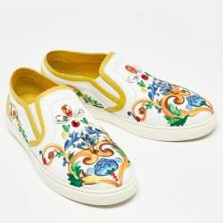 Dolce & Gabbana Multicolor Leather Crystal Embellished Slip On  Sneakers Size 36.5