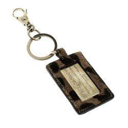 Pre Owned Dolce & Gabbana Leopard Print Logo Plaque Key Ring