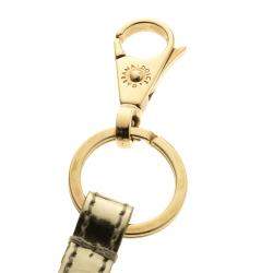 Pre Owned ميدالية مفاتيح دولتشي أند غابانا جلد ميتاليك بلوحة الشعار