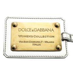 Dolce & Gabbana Silver & Gold Tone Logo Plaque Keyring