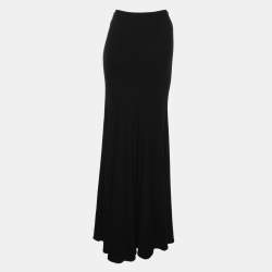 Pre Owned تنورة دونا كاران جيرسي سوداء طويلة متسعة صغيرة