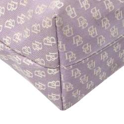 Dooney and Bourke Lilac Signature Canvas and Leather Shoulder Bag