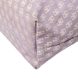 Dooney and Bourke Lilac Signature Canvas and Leather Shoulder Bag