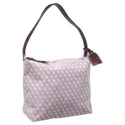 Dooney and Bourke Lilac Signature Canvas and Leather Shoulder Bag