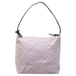 Dooney and Bourke Lilac Signature Canvas and Leather Shoulder Bag