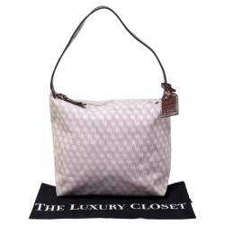 Dooney and Bourke Lilac Signature Canvas and Leather Shoulder Bag
