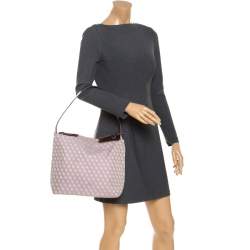 Dooney and Bourke Lilac Signature Canvas and Leather Shoulder Bag
