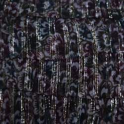 Pre Owned Dries Van Noten Floral Print Metallic Silk Chiffon Ruffled Charleston Top S