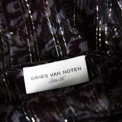 Pre Owned Dries Van Noten Floral Print Metallic Silk Chiffon Ruffled Charleston Top S