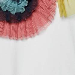 Dries van Noten White Cotton Ruffled Tulle Sleeveless Top M
