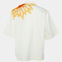 Dries van Noten Cream Cotton Floral Embroidered Button Front Shirt M