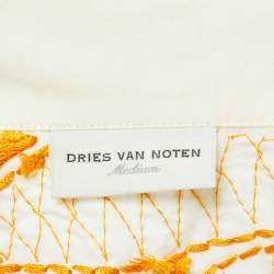 Dries van Noten Cream Cotton Floral Embroidered Button Front Shirt M