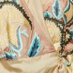 Dries van Noten Taupe Embroidered Silk Wrap Top M