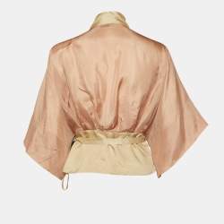Dries van Noten Taupe Embroidered Silk Wrap Top M