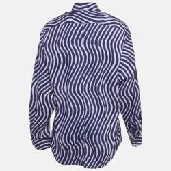 Dries van Noten Navy/Multicolor Printed Cotton Button Front Shirt M