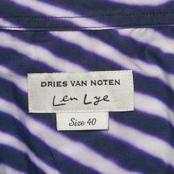 Dries van Noten Navy/Multicolor Printed Cotton Button Front Shirt M