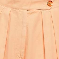 Dries van Noten Orange Cotton Pleated Wide Leg Trousers M