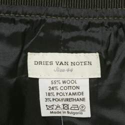Dries van Noten Green Wool Drill Button Detail Midi Skirt L