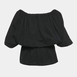 Dries van Noten Black Cotton Knit Elasticized Detail Top S
