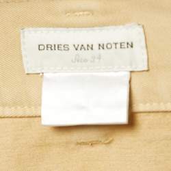 Dries van Noten Beige Snake Embroidered Cotton Trousers S