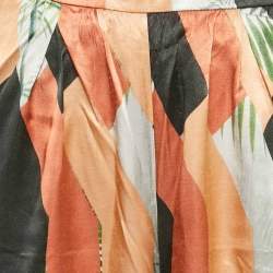Dries van Noten Green/Pink Tropical Print Crepe Trousers S