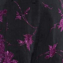 Dries van Noten Black Lurex Floral Embroidered Bermuda Shorts L