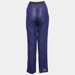 Dries van Noten Blue Silk Sheer Trousers M
