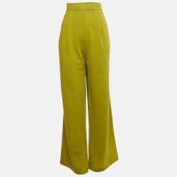 Pre Owned Dries van Noten Green Cotton Knit Wide Leg Pants M