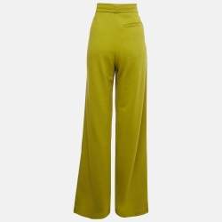 Pre Owned Dries van Noten Green Cotton Knit Wide Leg Pants M