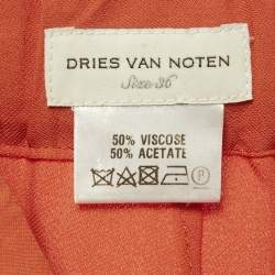 Pre Owned Dries van Noten Burnt Orange Crepe Formal Trousers S