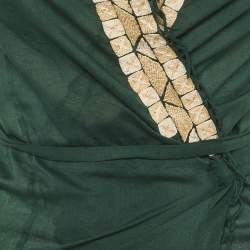Pre Owned Dries van Noten Green Embroidered Cotton Wrap Top S