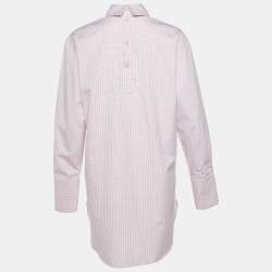 مملوكة مسبقًا Dries van Noten Pink Checkered Print Cotton Corso Shirt M