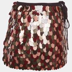 مملوكة مسبقًا Dries van Noten Purple Gabrina Sequin Embellished Chiffon Mini Skirt XS