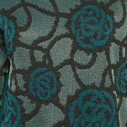مملوكة مسبقًا Dries van Noten Teal Green Floral Intarsia Lurex Knit Top M
