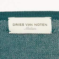 مملوكة مسبقًا Dries van Noten Teal Green Floral Intarsia Lurex Knit Top M