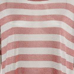 Pre Owned Dries Van Noten Red/Grey Striped Lurex Knit Oversized T-Shirt M