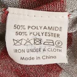 Pre Owned Dries Van Noten Red/Grey Striped Lurex Knit Oversized T-Shirt M