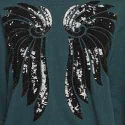 Pre Owned بلوفر دريس فان ن وتن تطريز جيرسي أزرق فيروزي بمقاس كبير