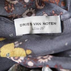 Pre Owned Dries van Noten Black Oriental Floral Printed Silk Halter Maxi Dress S