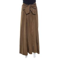 Dries Van Noten Bronze Gold Striped Cotton Blend Maxi Skirt S
