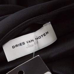 Dries van Noten Black Silk Sequin Embellished Draped Dress L