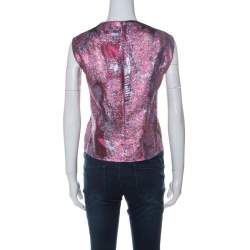 Dries Van Noten Pink Lurex Jacquard Sleeveless Top M 