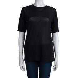 Dries Van Noten Navy Blue Perforated Knit T-Shirt M