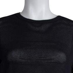 Dries Van Noten Navy Blue Perforated Knit T-Shirt M
