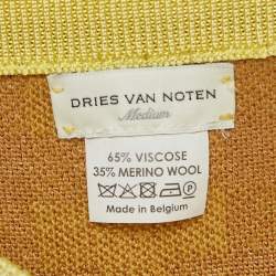 Dries van Noten Yellow/Brown Checked Knit Midi Skirt M