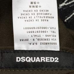 Pre Owned Dsquared2 Olive Green Icon Embroidered Canvas Baseball Cap One Size