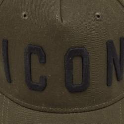 Pre Owned Dsquared2 Olive Green Icon Embroidered Canvas Baseball Cap One Size