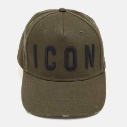 Pre Owned Dsquared2 Olive Green Icon Embroidered Canvas Baseball Cap One Size